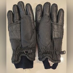 Gordini Winter Gloves - Leather Palm, Fleece Lined, Heatech, Juniors XL Black